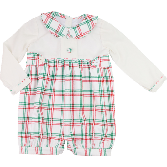 Red And Green Plaid Corduroy Short Romper