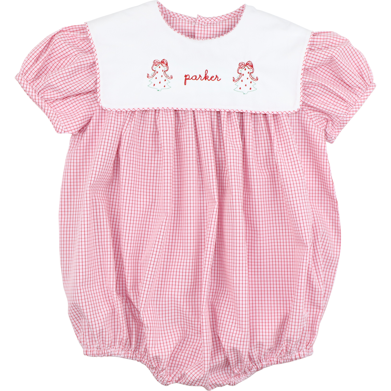 Girls Red Windowpane Bubble