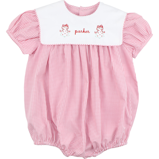 Girls Red Windowpane Bubble