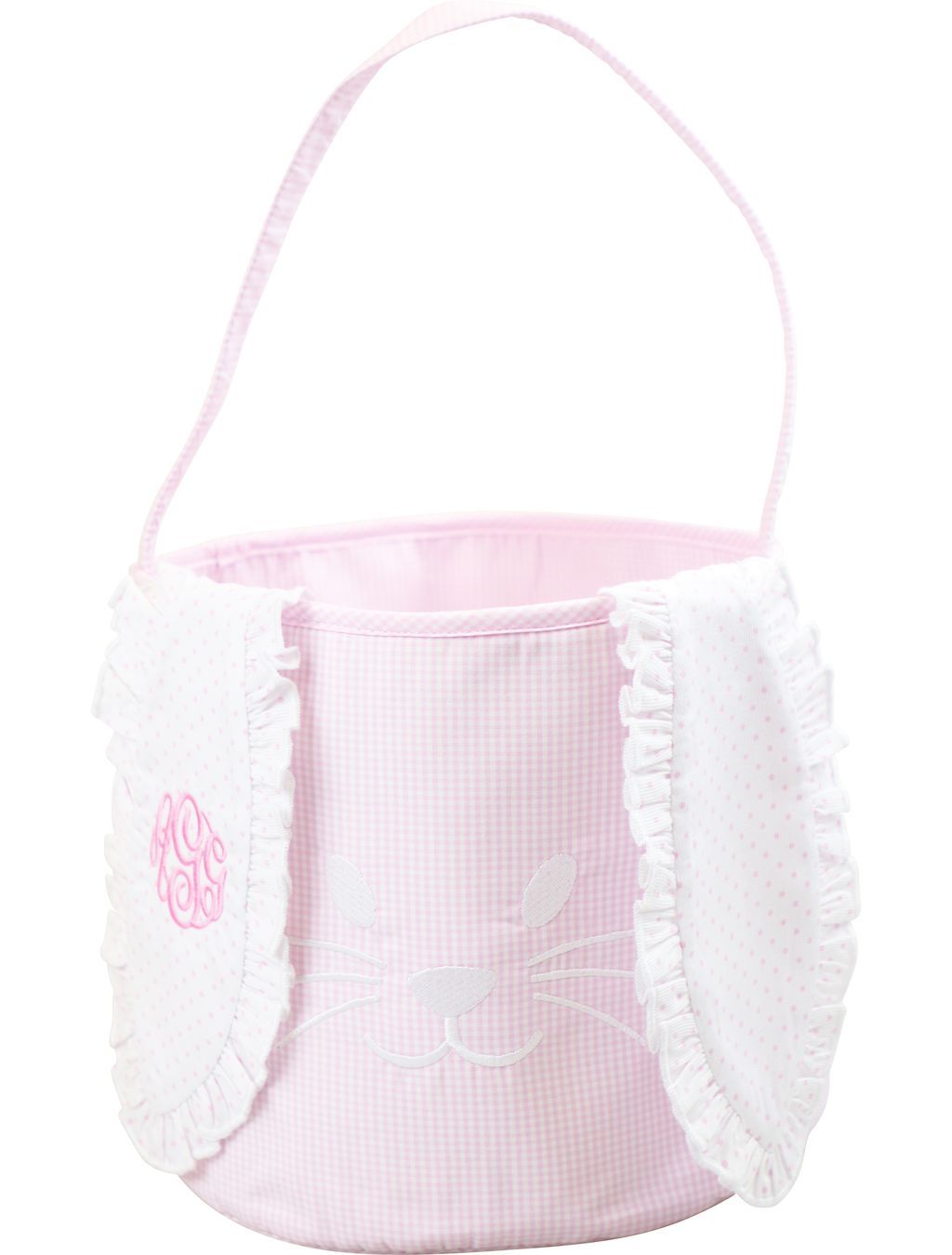 Pink Gingham Bunny Ears Easter Basket