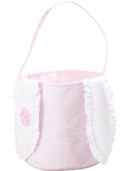 Pink Gingham Bunny Ears Easter Basket