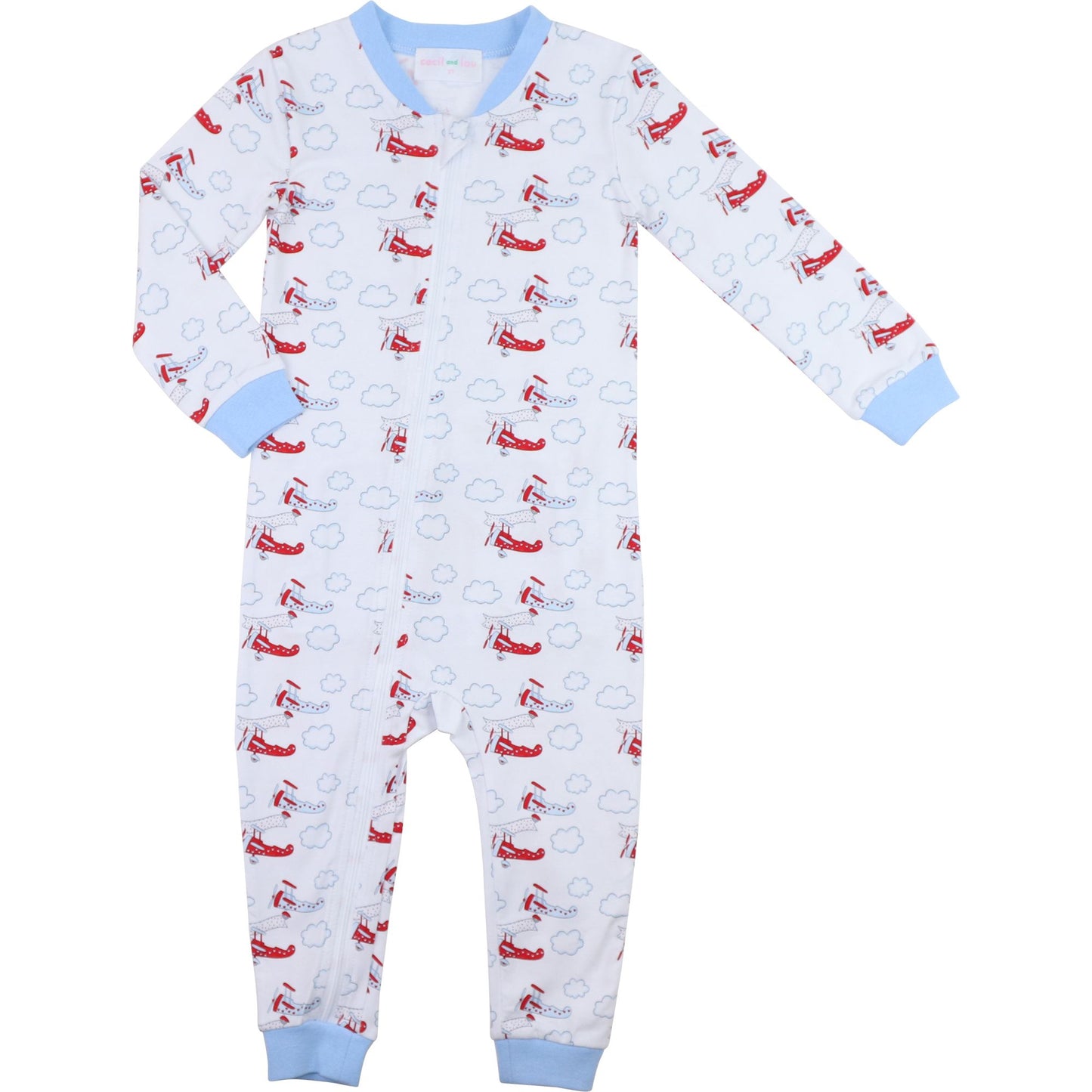 Valentine Airplane Knit Zipper Pajamas