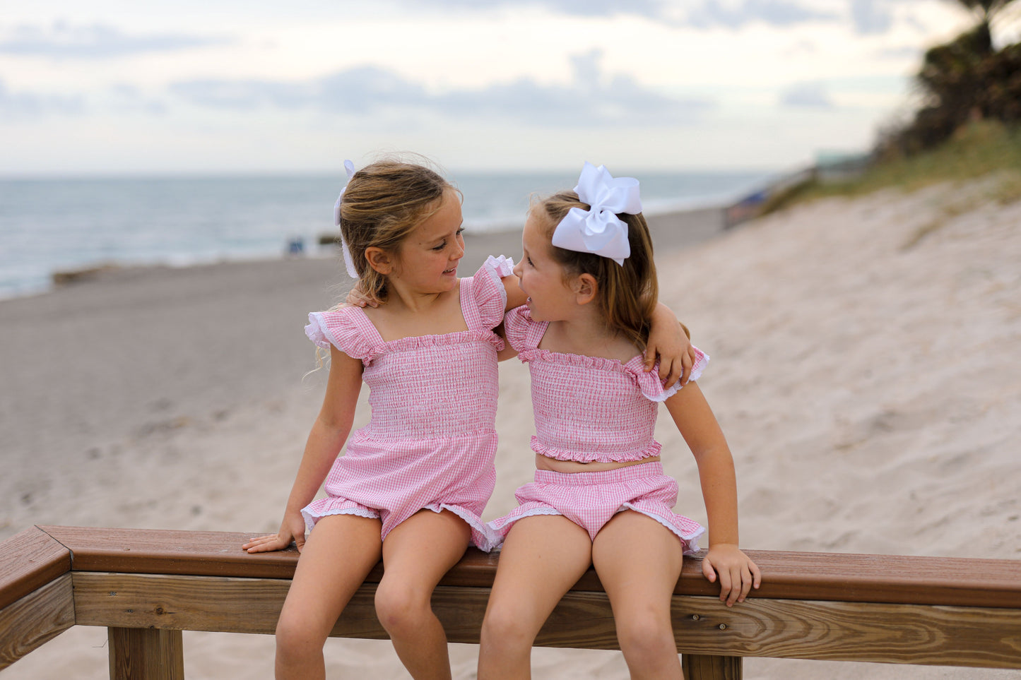 Pink Gingham Seersucker Ruched Vintage Swimsuit