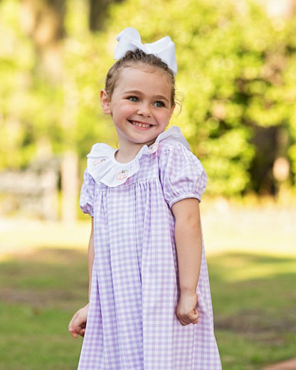 Lavender Check Knit Pumpkin Dress