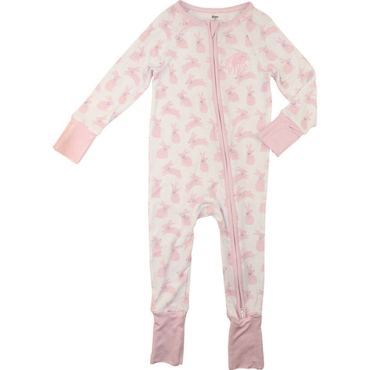 Pink Bunnies Bamboo Knit Zipper Pajamas