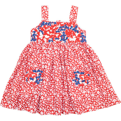 Red And Navy Embroidered Fiesta Dress