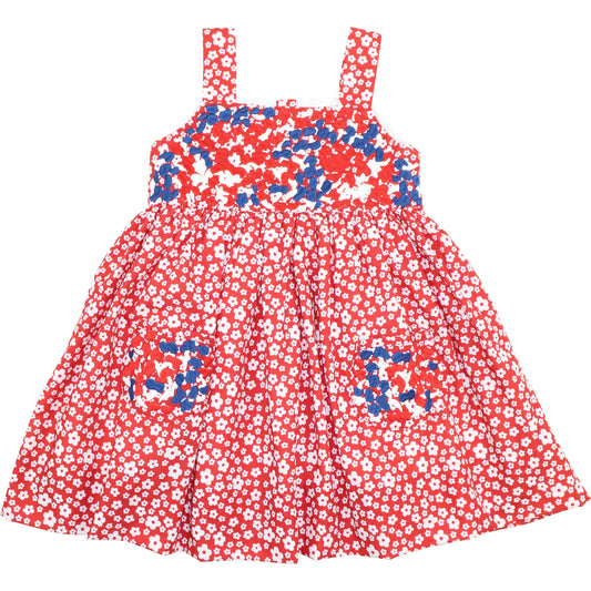 Red And Navy Embroidered Fiesta Dress