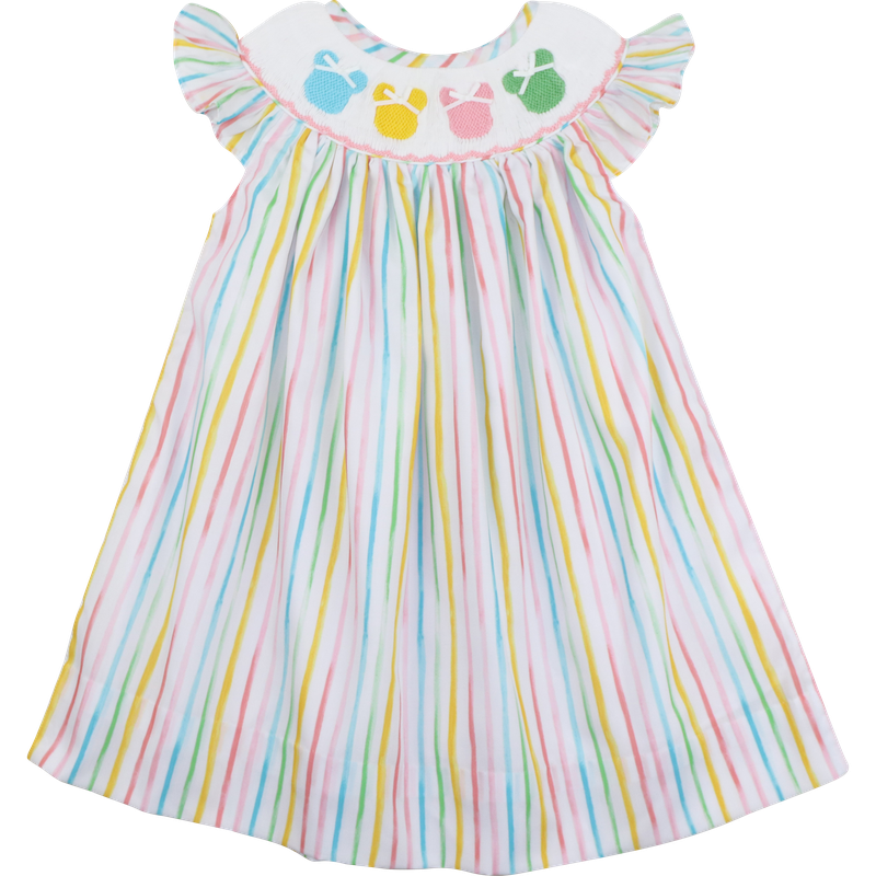 Pastel Striped Smocked Mouse Ears Dress