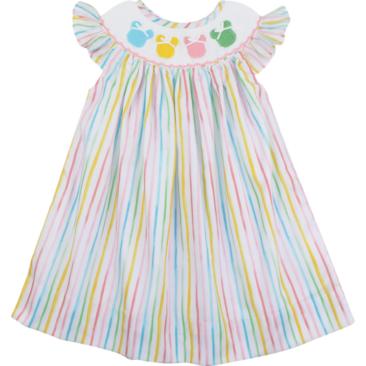 Pastel Striped Smocked Mouse Ears Dress