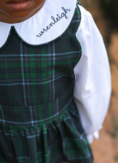 Green And Navy Plaid Dress Set