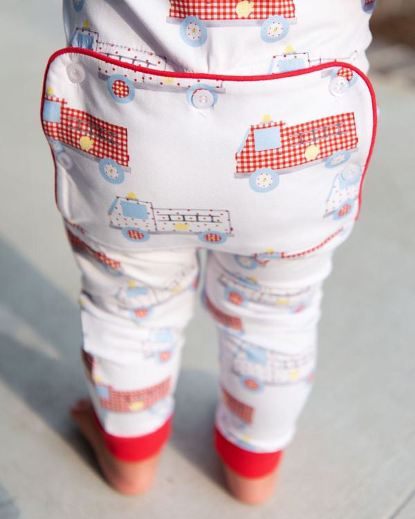 Red And White Knit Firetruck Zipper Pajamas