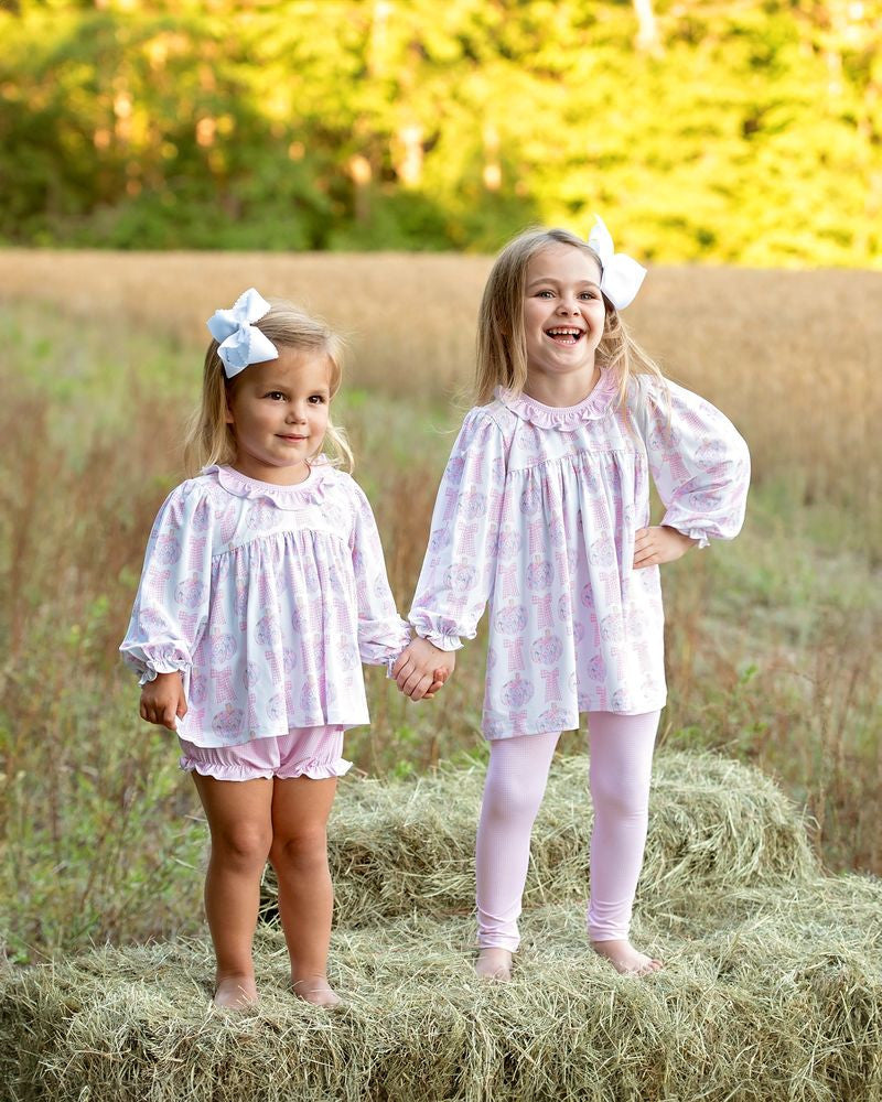 Pink Gingham And Floral Pumpkin Legging Set