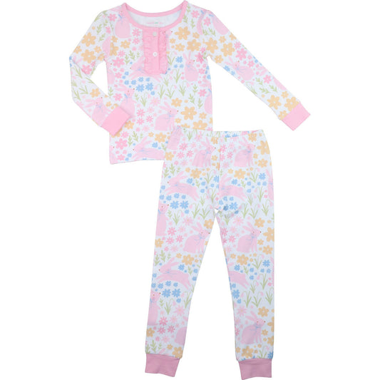 Pink Floral Bunny Knit Pajamas