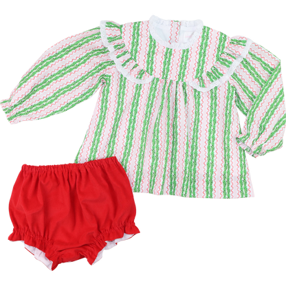 Green And Red Holiday Garland Diaper Set