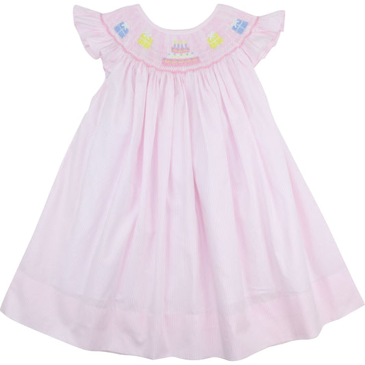 Pink Stripe Smocked Birthday Dress