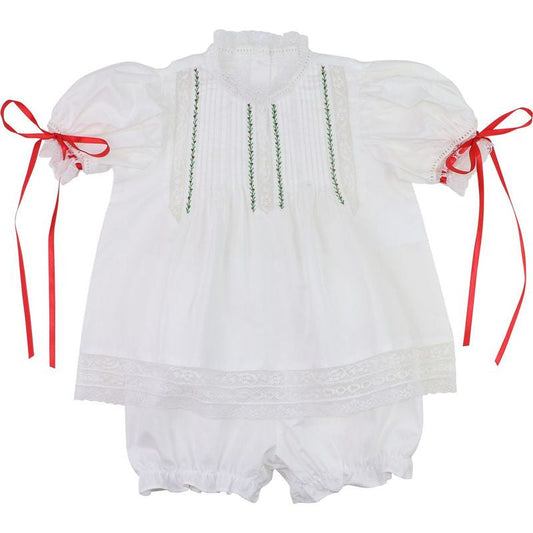 Red And Green Embroidered Holiday Heirloom Bloomer Set