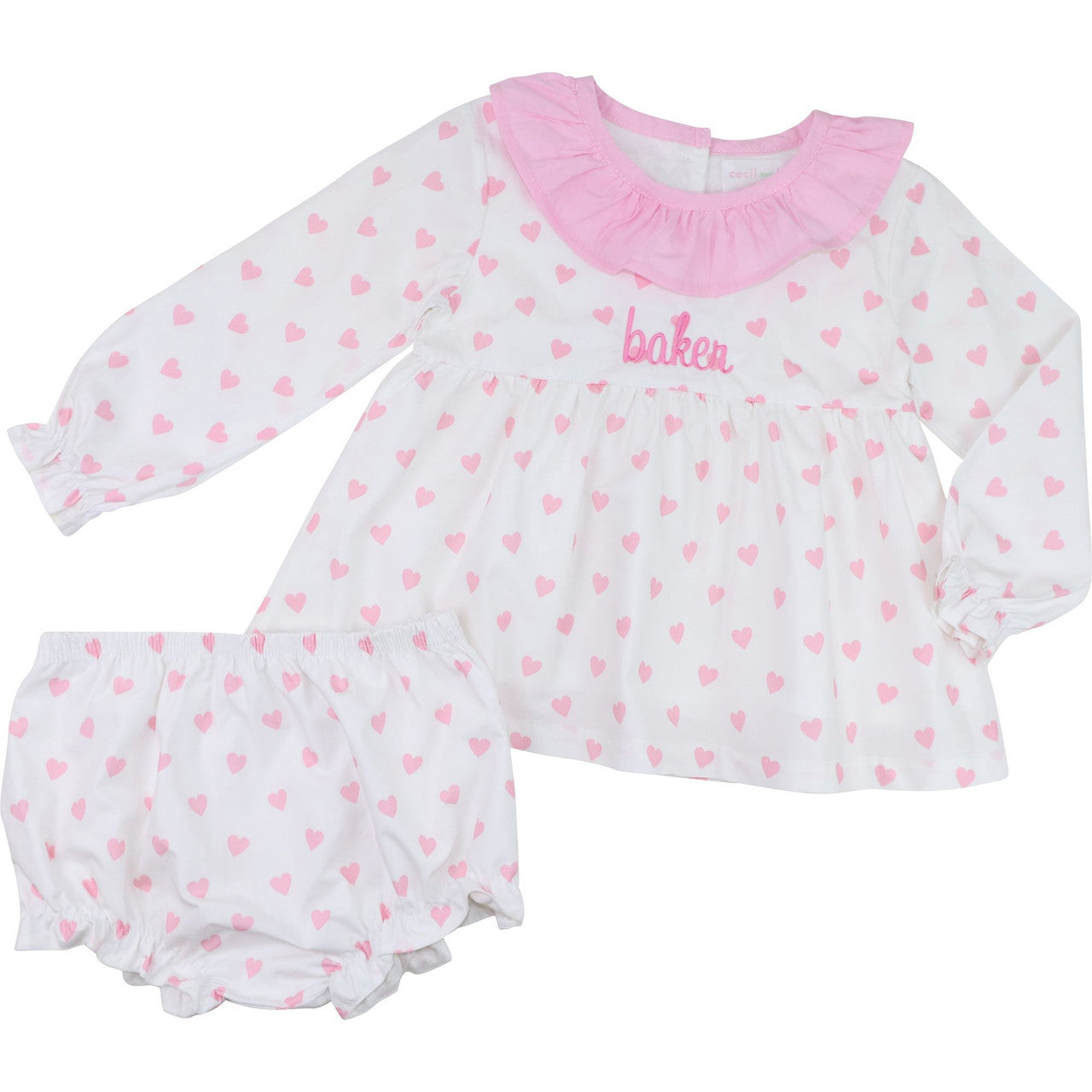 Pink Knit Hearts Diaper Set