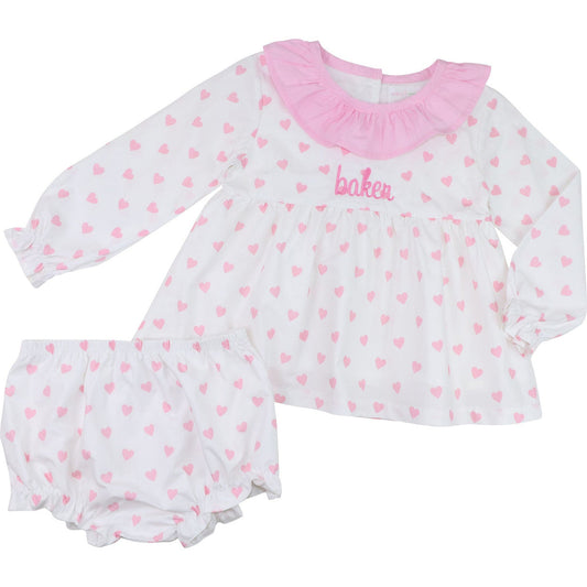 Pink Knit Hearts Diaper Set