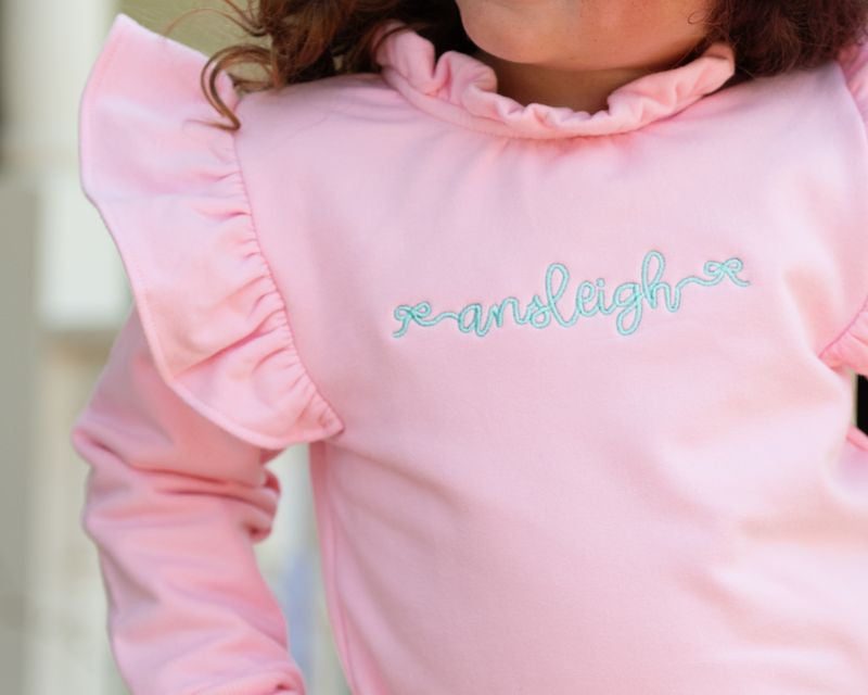 Pink Ruffled Sweatshirt