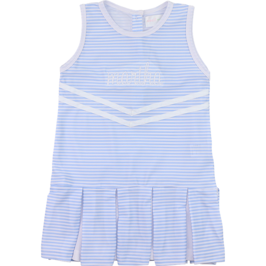 Light Blue Striped Lycra Tennis/Cheer Dress