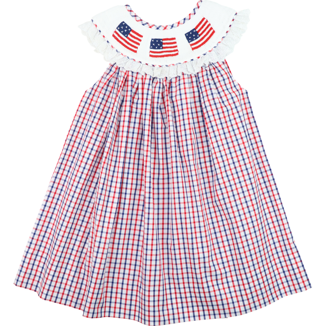 Smocked Flags Windowpane Dress