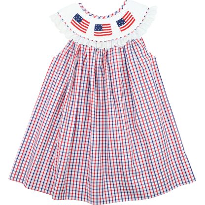 Smocked Flags Windowpane Dress