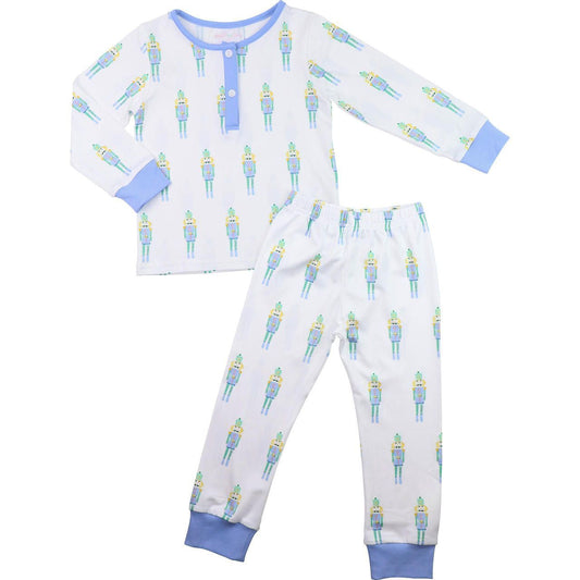 Blue And Green Toy Soldier Knit Pajamas