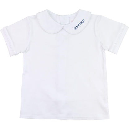 Boy's White Knit Peter Pan Shirt