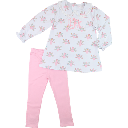 Pink Turkey Print Knit Legging Set