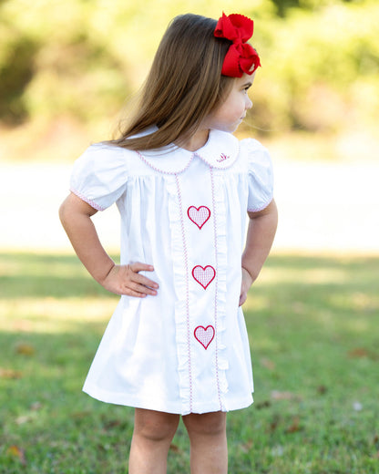 White Applique Hearts Dress