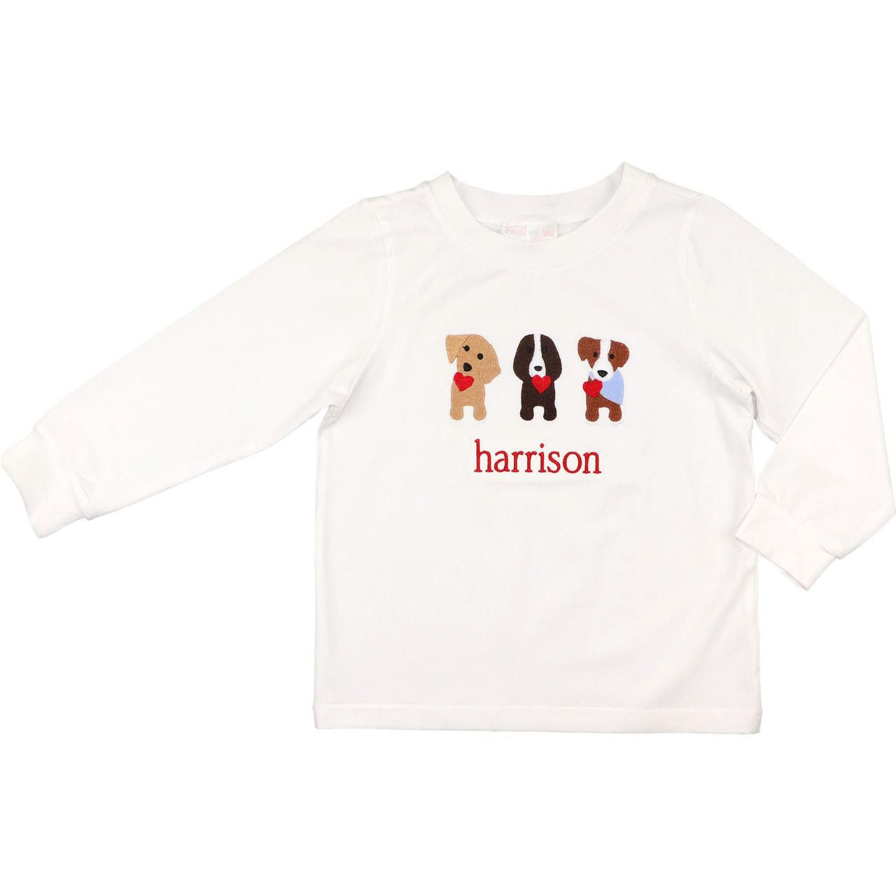 White Knit Valentine Puppies Shirt