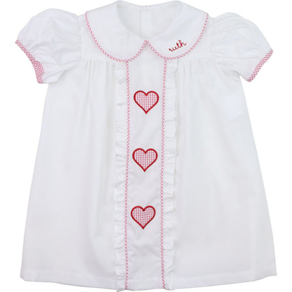 White Applique Hearts Dress