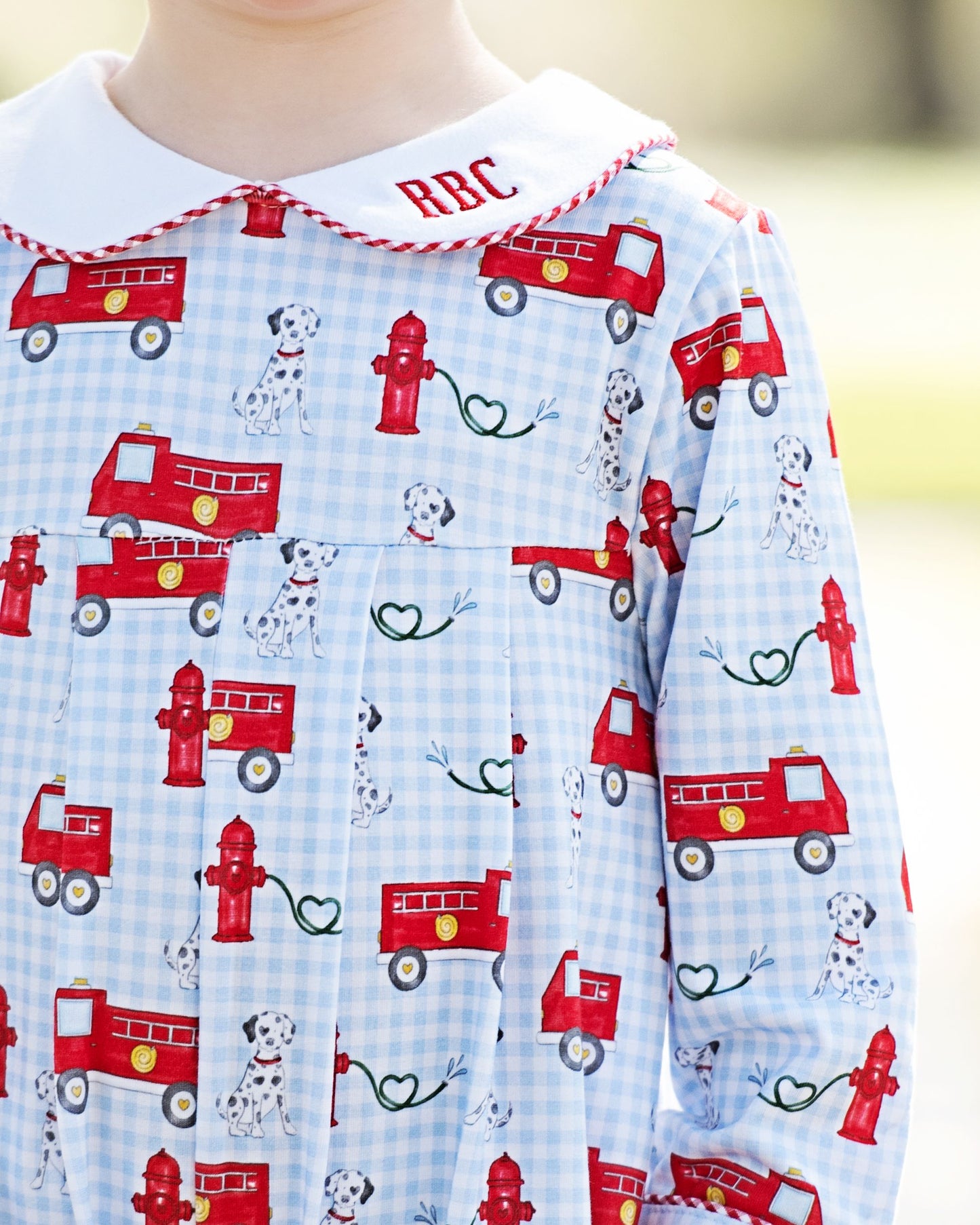 Valentine Firetruck Knit Long Romper