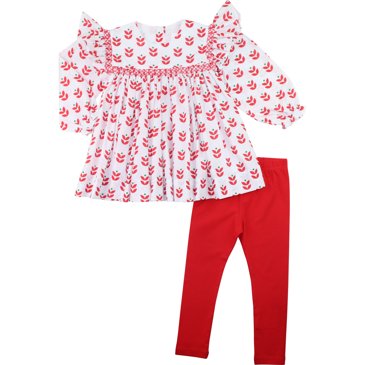 Holiday Block Print Smocked Legging Set