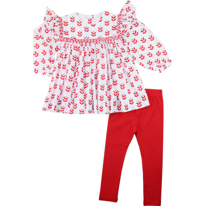 Holiday Block Print Smocked Legging Set