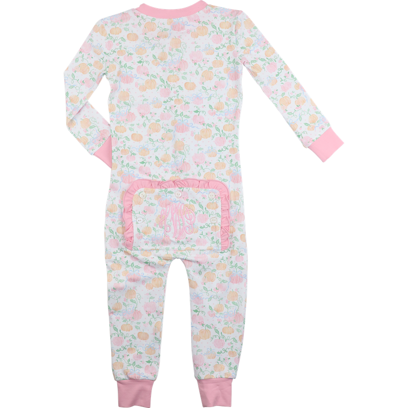 Pink And Orange Pumpkin Patch Knit Zipper Pajamas