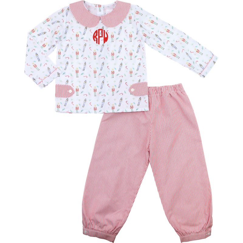 Red Gingham Holiday Toy Soldier Ankle Pant Set