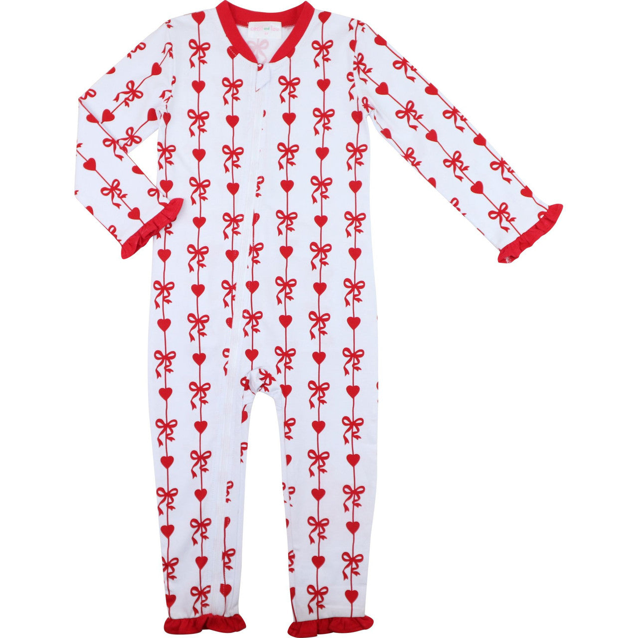 Hearts And Bows Knit Zipper Pajamas