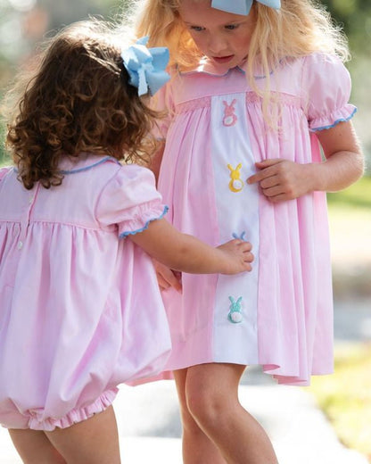 Pink Pique Embroidered Bunny Dress