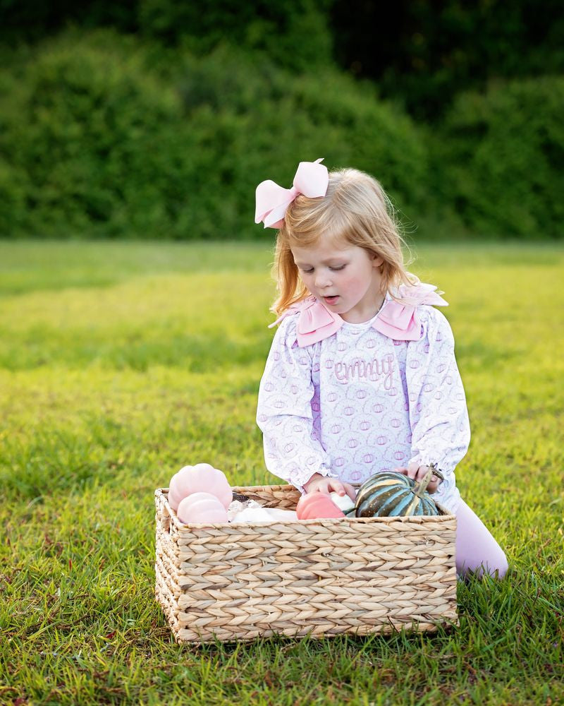 Pink Knit Scalloped Pumpkin Bow Legging Set