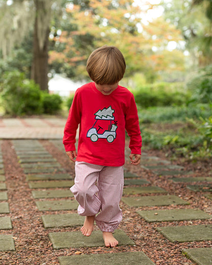 Red Windowpane Applique Christmas Golf Cart Pant Set