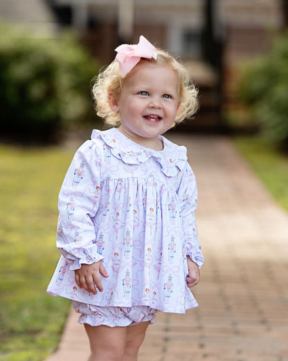 Pink Knit Nutcracker Ballerina And Bow Diaper Set