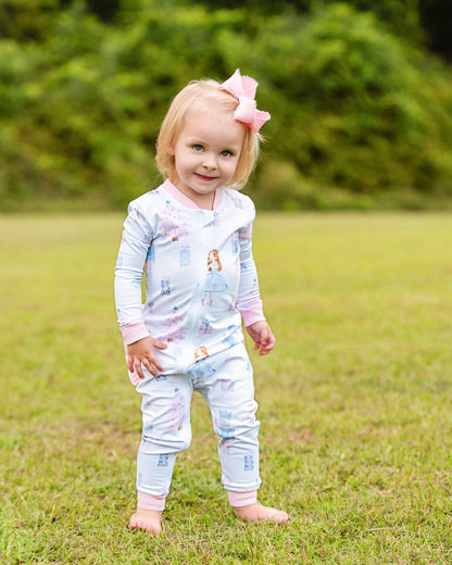 Pink And Blue Knit Nutcracker Ballerina Zipper Pajamas