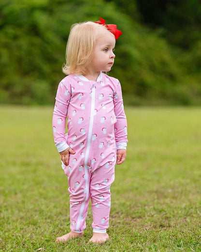 Pink And Red Knit Santa And Candy Cane Zipper Pajamas