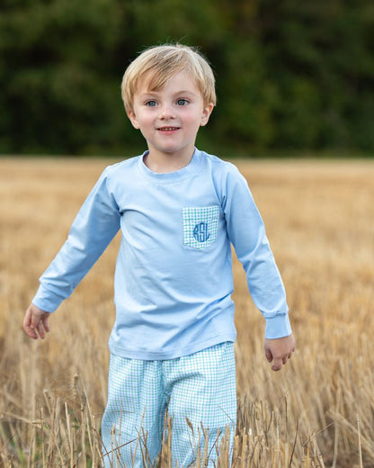 Green And Blue Windowpane Pant Set