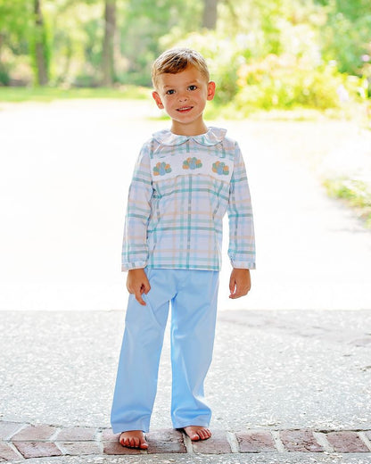 Plaid Smocked Turkey Pant Set