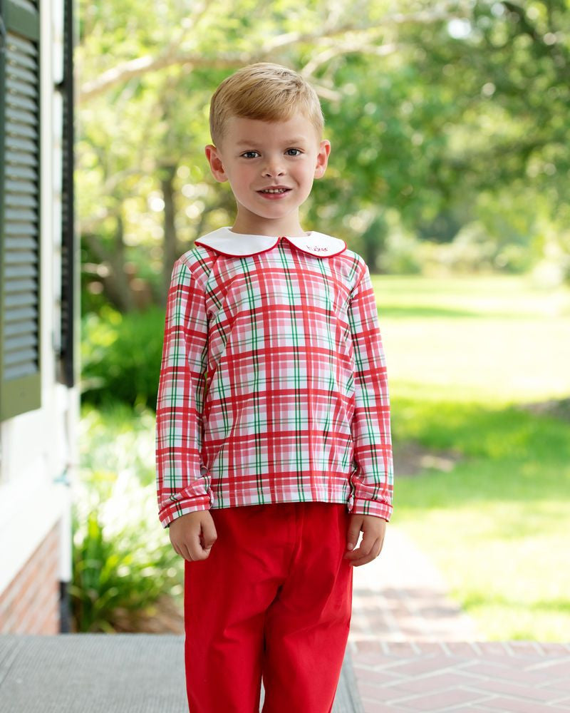 Red And Green Plaid Corduroy Pant Set