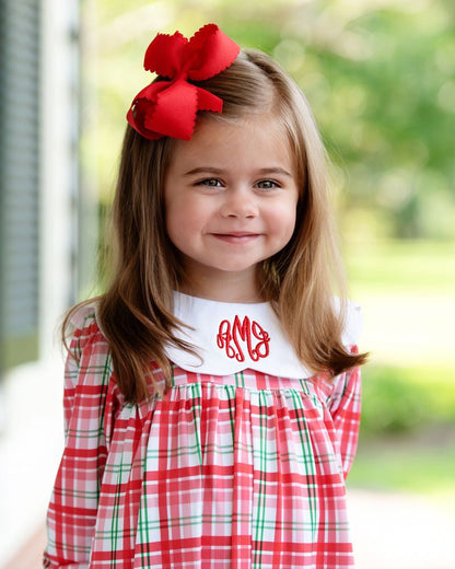 Red And Green Knit Plaid Long Bubble