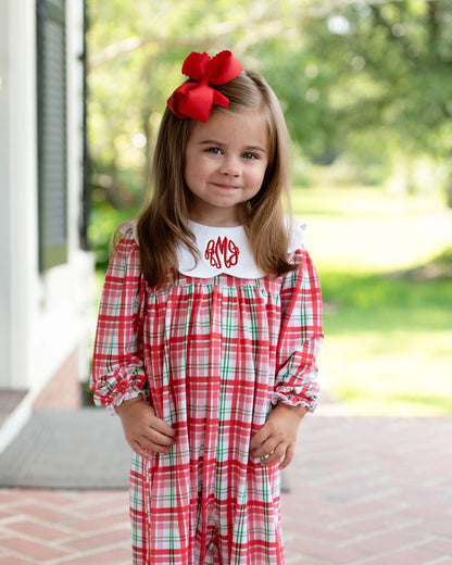 Red And Green Knit Plaid Long Bubble