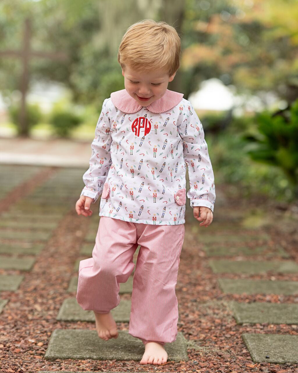 Red Gingham Holiday Toy Soldier Ankle Pant Set